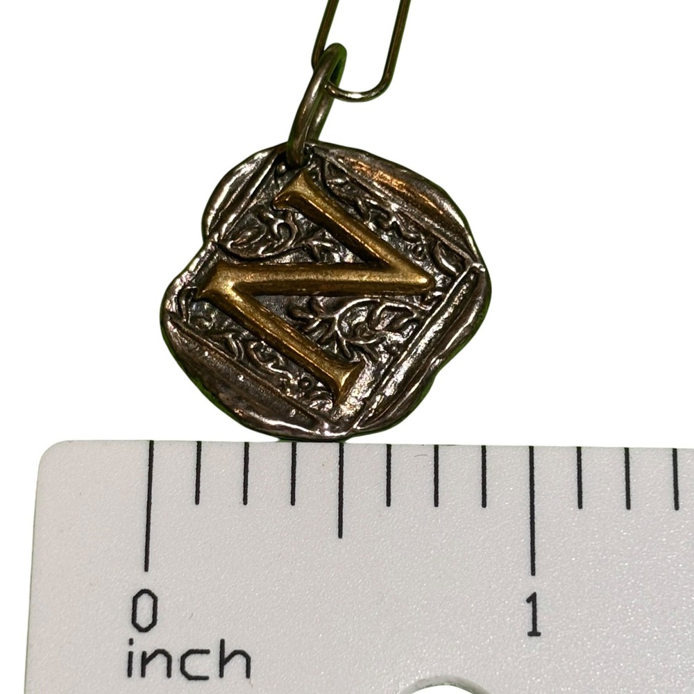 Waxing Poetic Insignia Initial N Charm Sterling Silver Brass Wax Seal Pendant